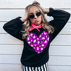PINK LEOPARD HEART SWEATSHIRT