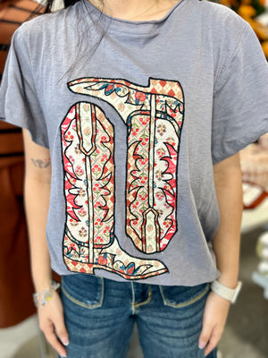 Basic Tee-Boots Patchwork