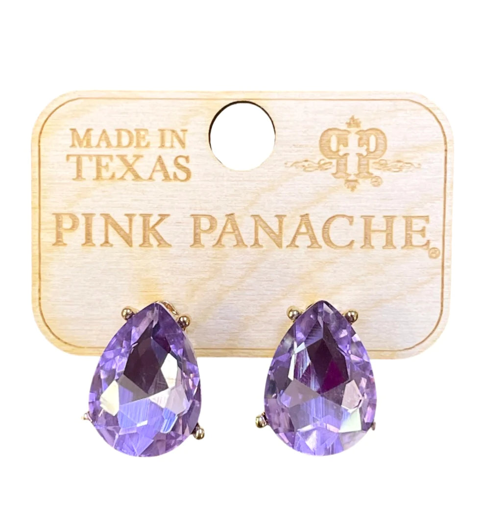 Small purple teardrop post earring