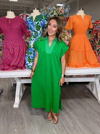 LINDSEY GREEN MIDI DRESS