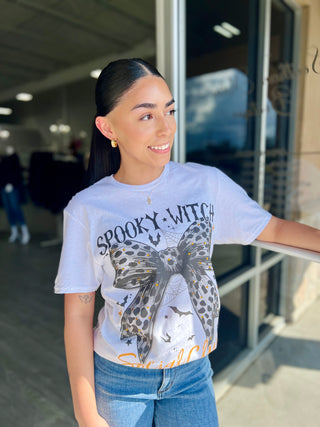 SPOOKY WITCH SOCIAL CLUB CHEETAH BOW TEE