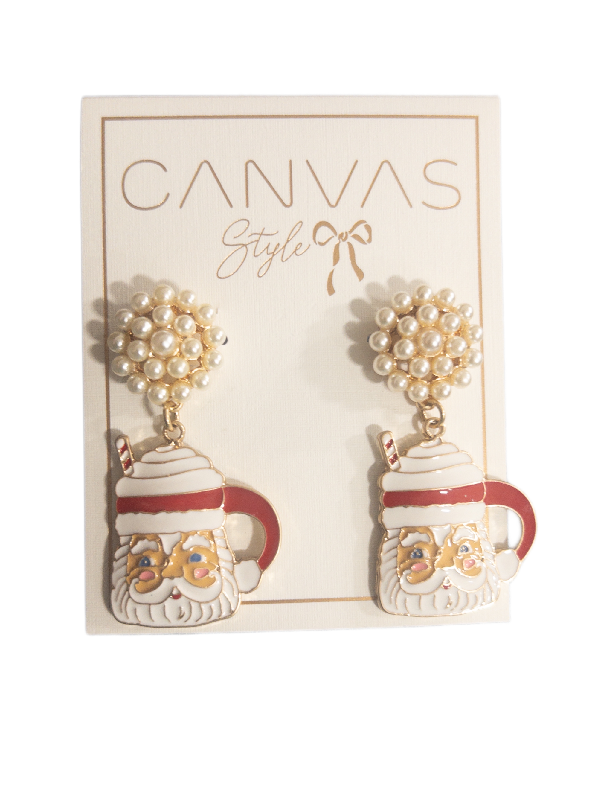 Santa Mug Enamel Earrings