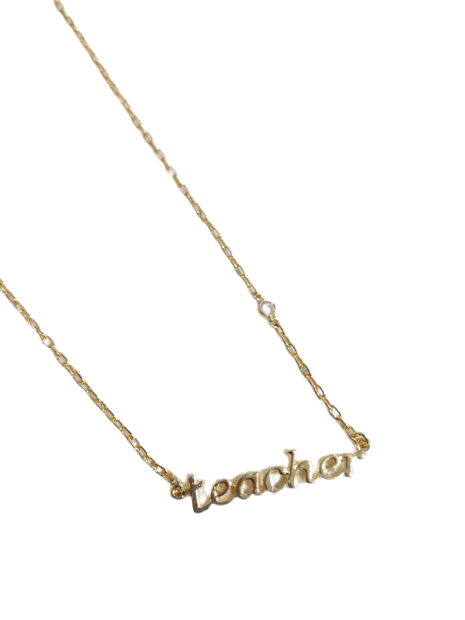 18K GOLD PLATED "TEACHER" WITH CLEAR CRYSTAL ACCENT NECKLACE