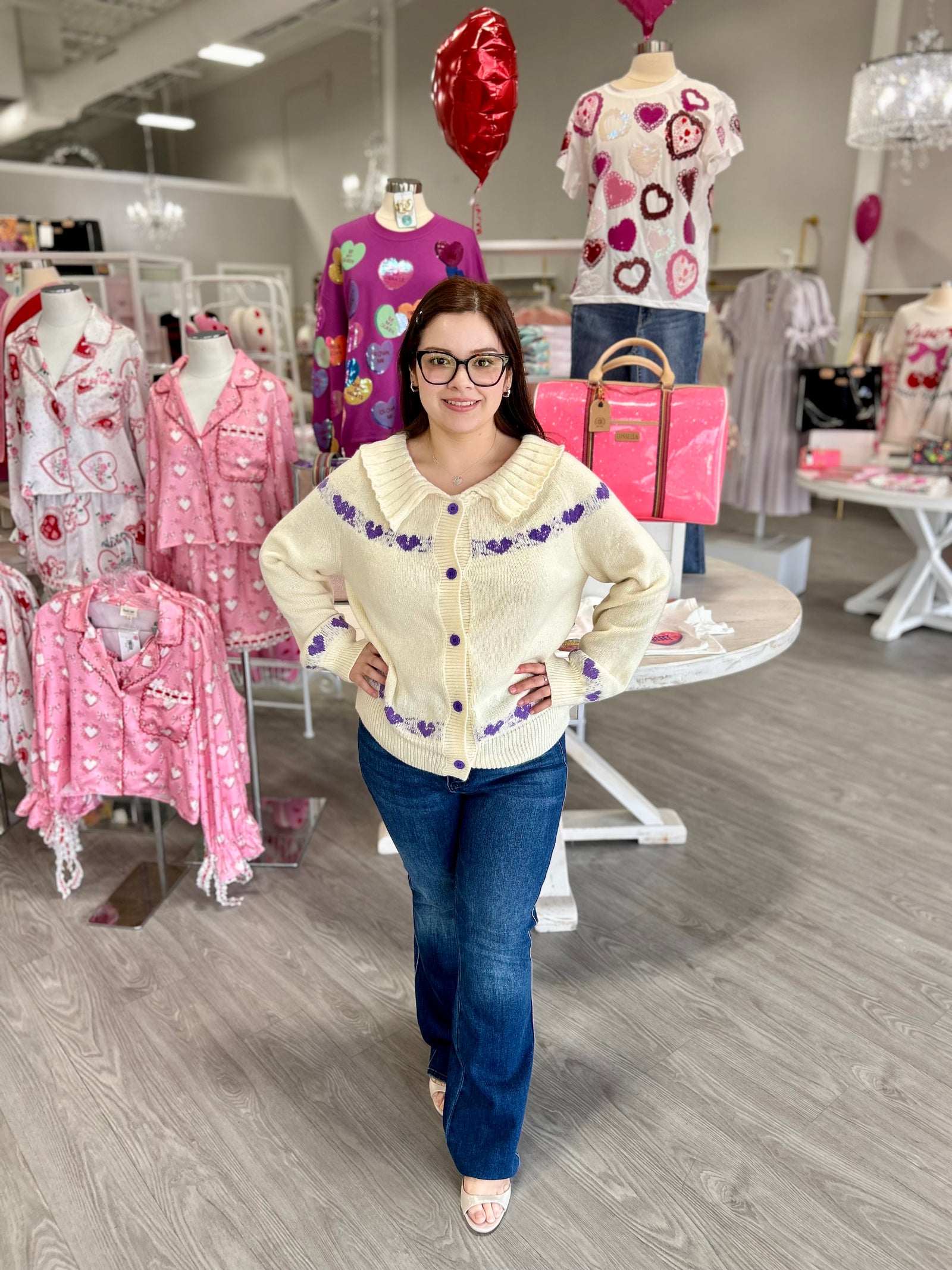 STACY RUFFLE COLLAR CARDIGAN