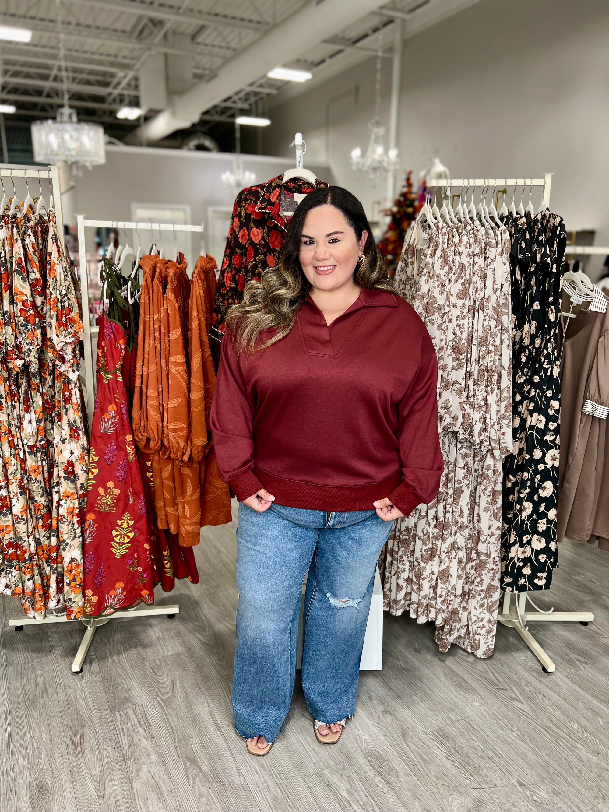 KASSIE MAHOGANY PULLOVER TOP