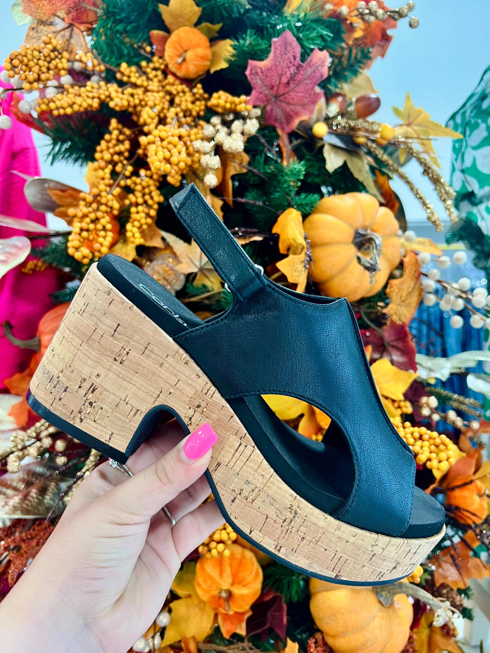 Miss Carley Black- Heel Slingback Sandals