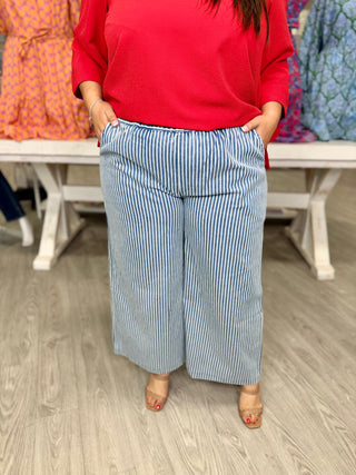 EVELYN Stripe Wide-Leg Pants