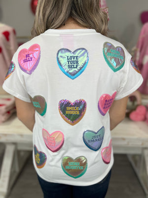 QOS POSITIVE CANDY HEARTS TEE