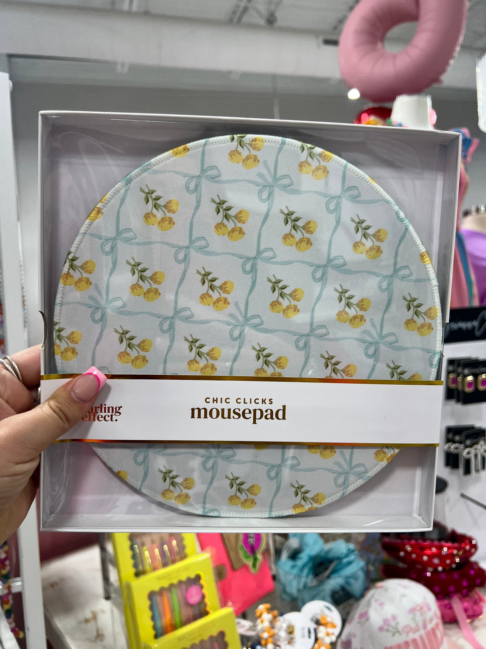 YELLOW ROSE BLUE BOW MOUSE PAD