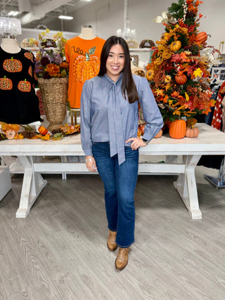 Sadie Top- Denim Stripe