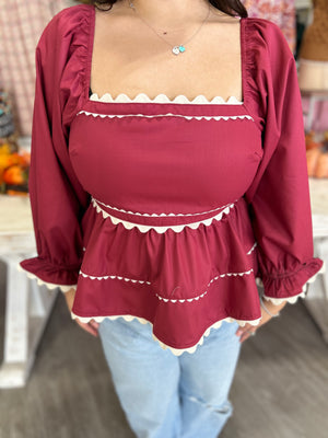 LEAH CRANBERRY TOP