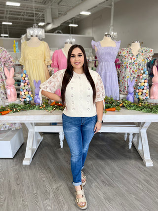 LENA CROCHET KNIT TOP