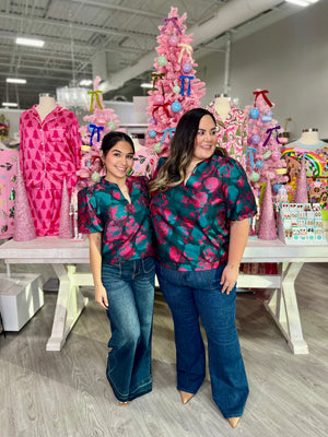 ALEXA TAVIA SPLIT NECK BLOUSE