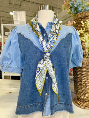 OLIVE GREEN PAISLEY TWILLY SCARF