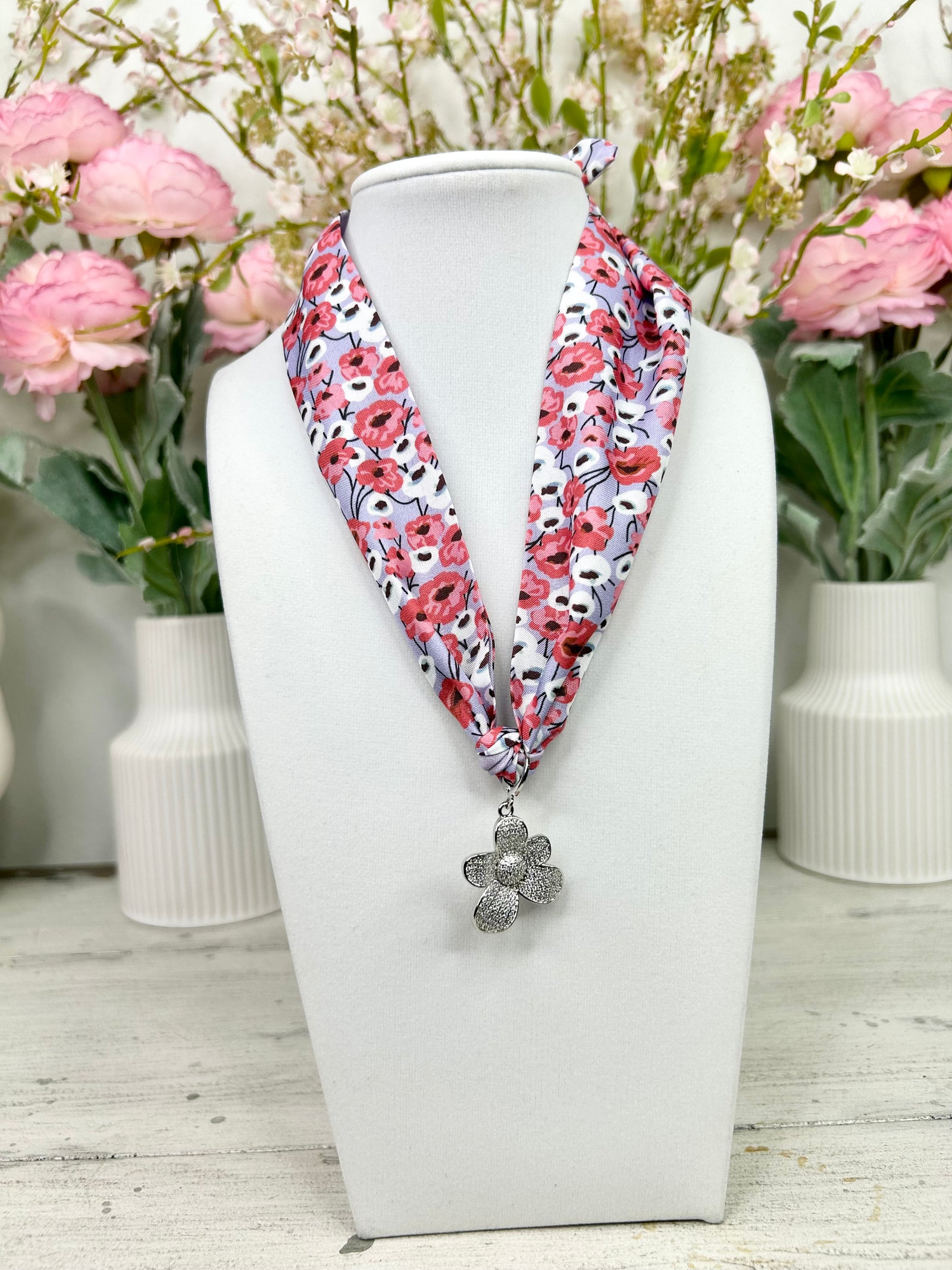SPRING IS HERE SILVER CHARM W/ SCARF