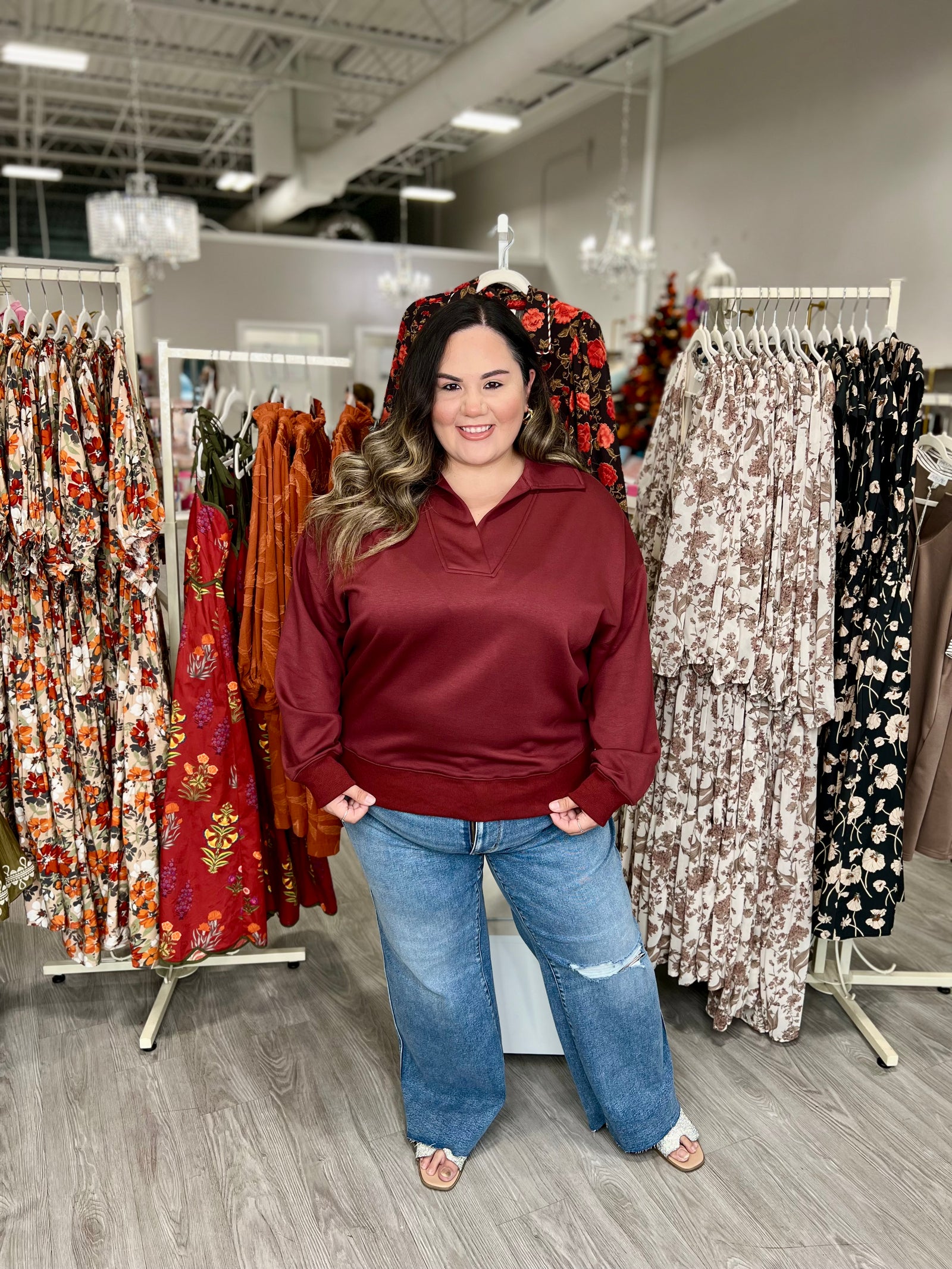 KASSIE MAHOGANY PULLOVER TOP