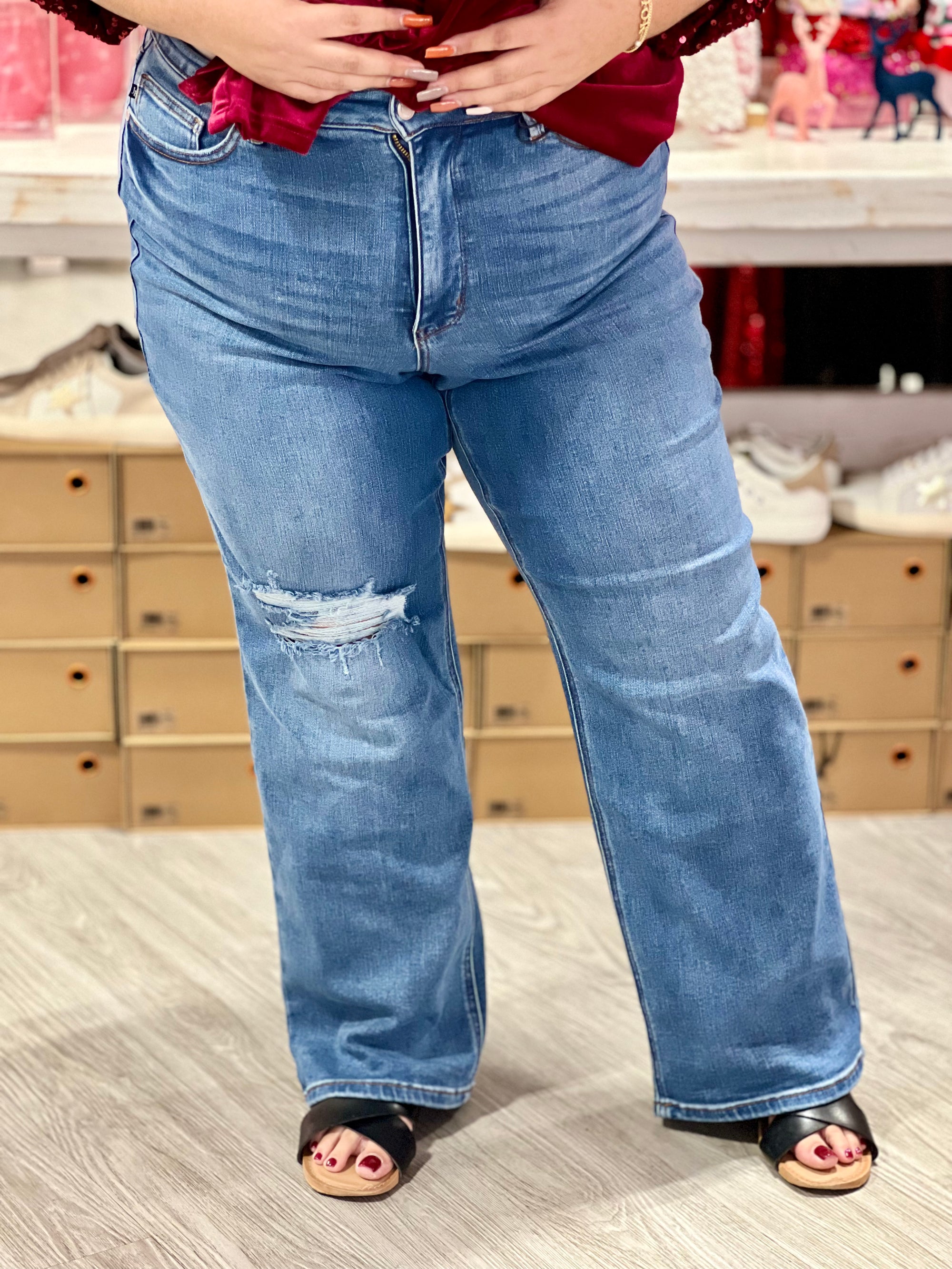 WHOVILLE TUMMY CONTROL 90's STRAIGHT JUDY BLUE JEANS