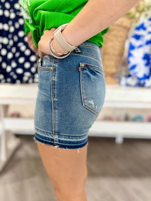 ALLY MR TUMMY CONTROL VINTAGE WASH JUDY BLUE SHORTS