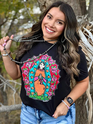 Barbara's Lady Of Guadalupe Black Tee