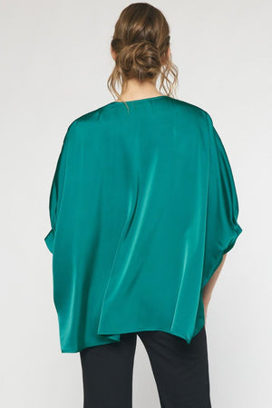 FALL GOOD EMERALD SATIN TOP