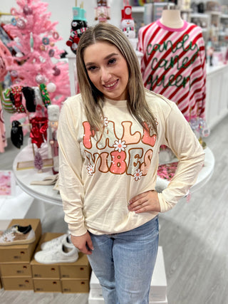 FALL VIBES FLOWERS CREAM LONG SLEEVE