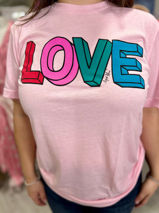 PINK MULTI LOVE TEE