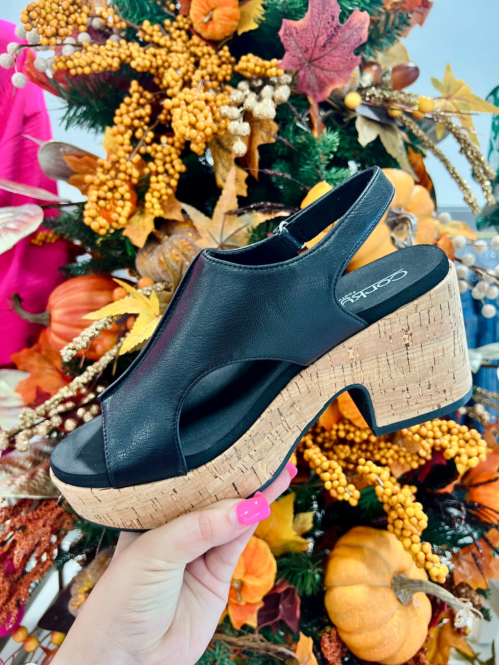 Miss Carley Black- Heel Slingback Sandals