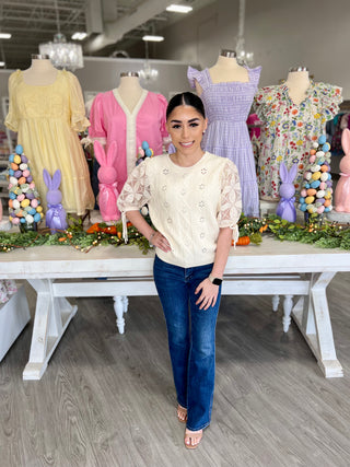 LENA CROCHET KNIT TOP