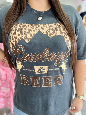 COWBOYS & BEER LEOPARD TEE