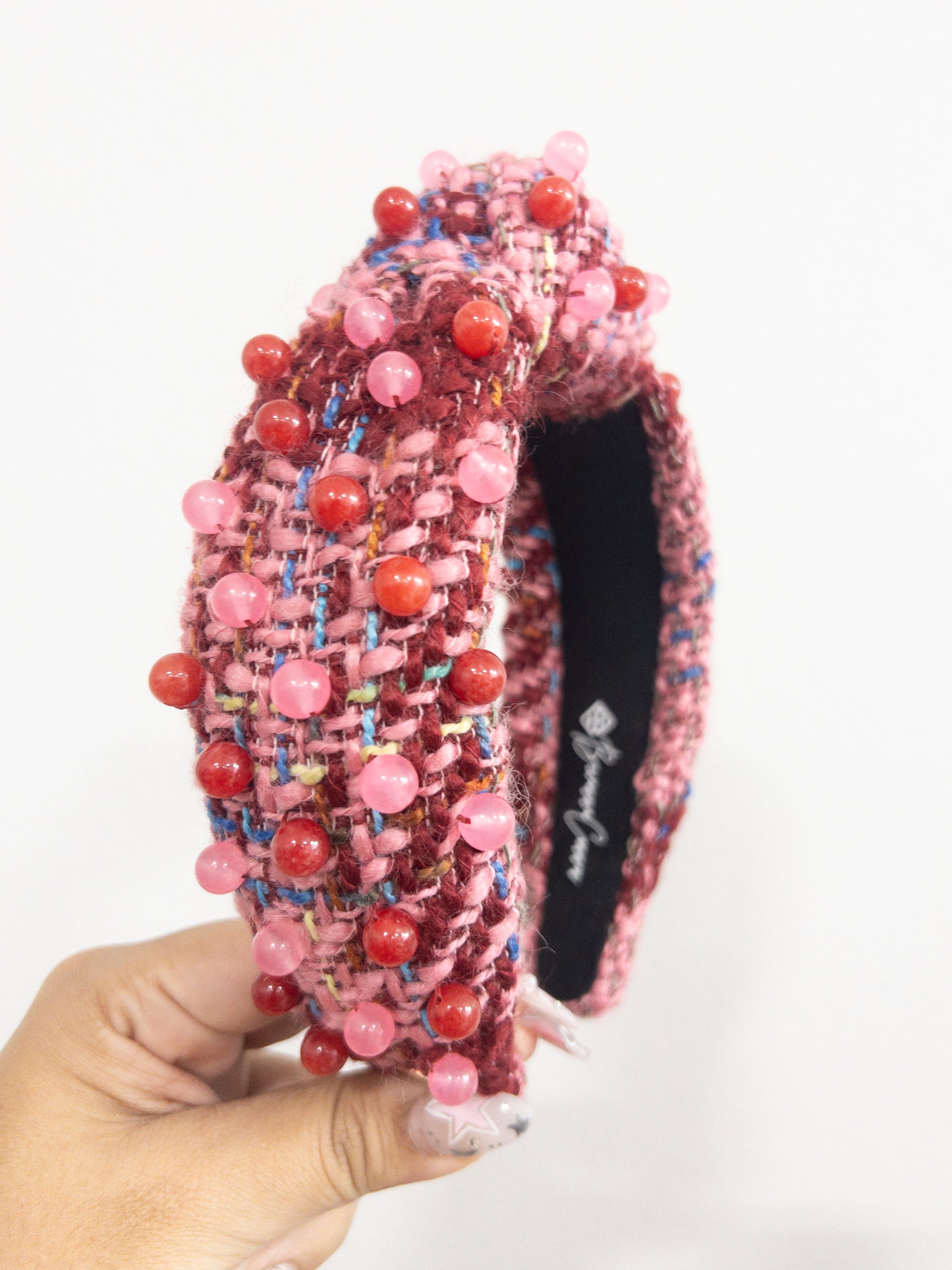 RED & PINK TWEED HEADBAND