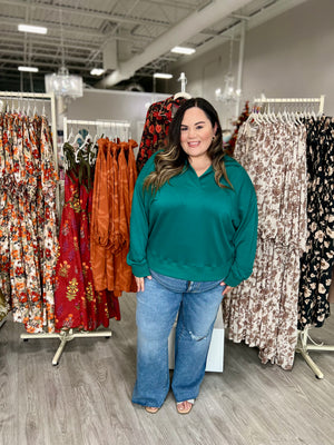 YVONNE TEAL PULLOVER TOP