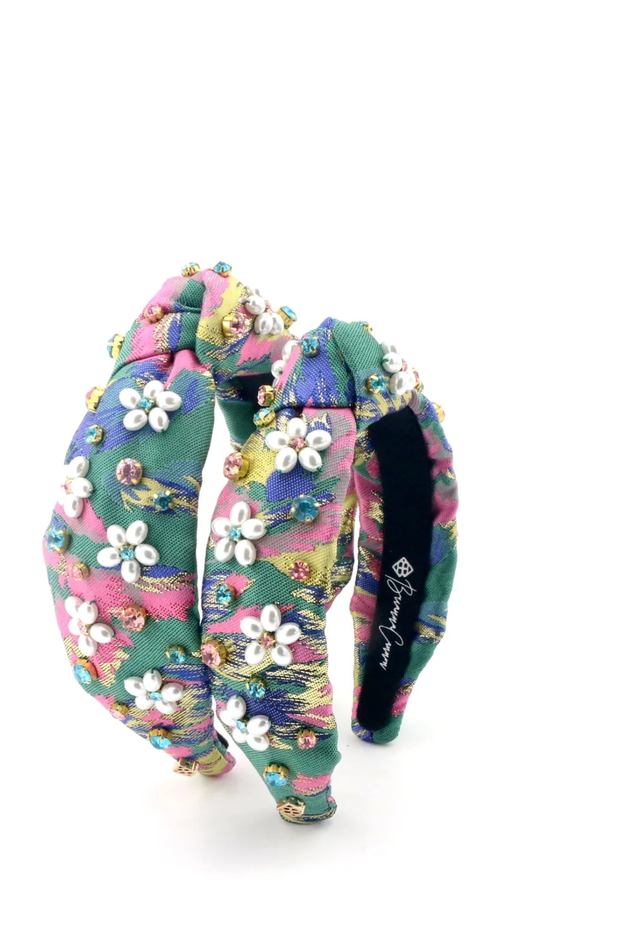 BRIANNA CANNON CHILD SIZE PINK & GREEN SPRING BROCADE HEADBAND