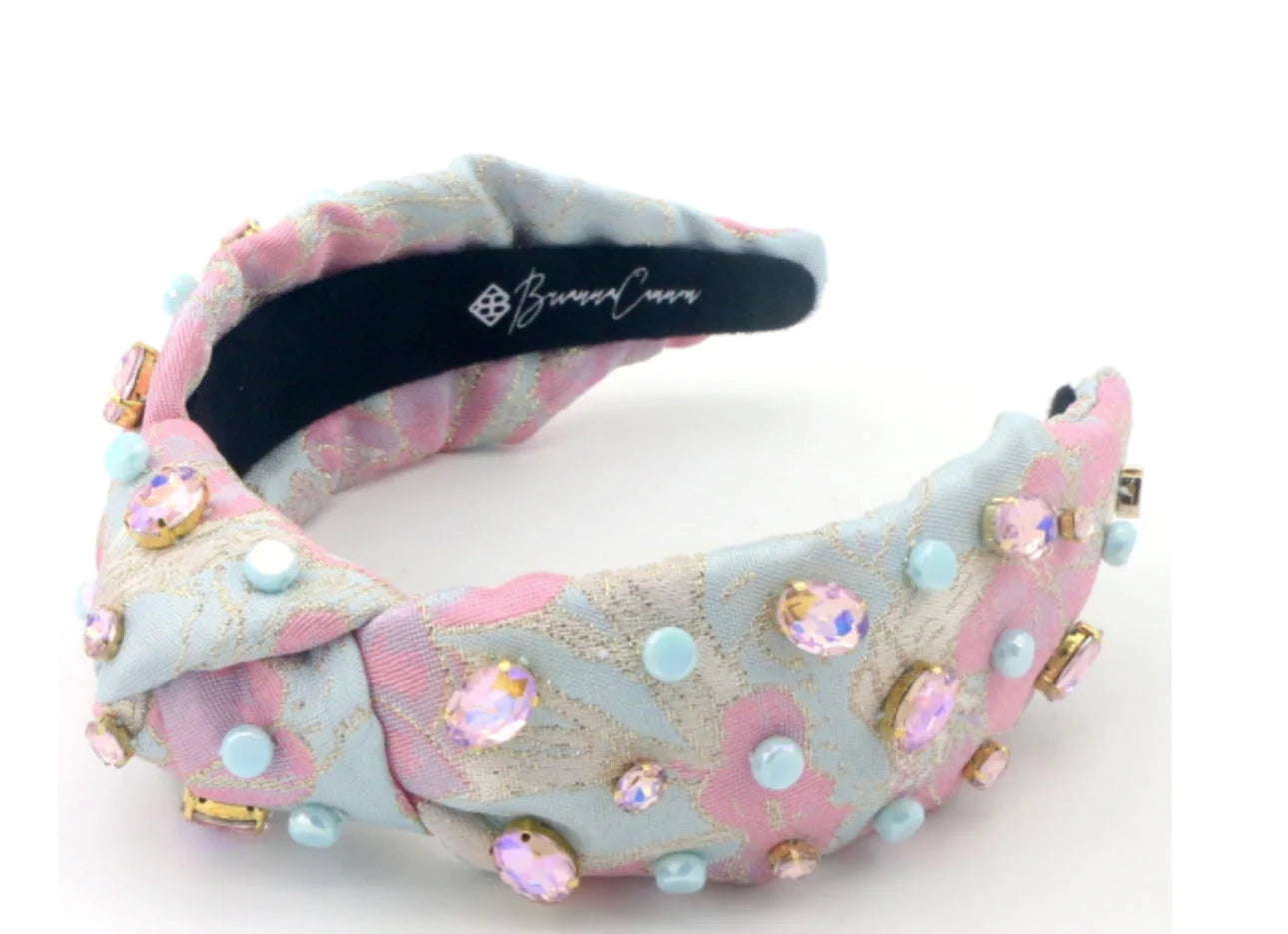 BRIANNA CANNON ADULT SIZE PINK & BLUE BROCADE HEADBAND 