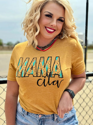 GOLD MAMACITA TEE WITH TURQUOISE TEE