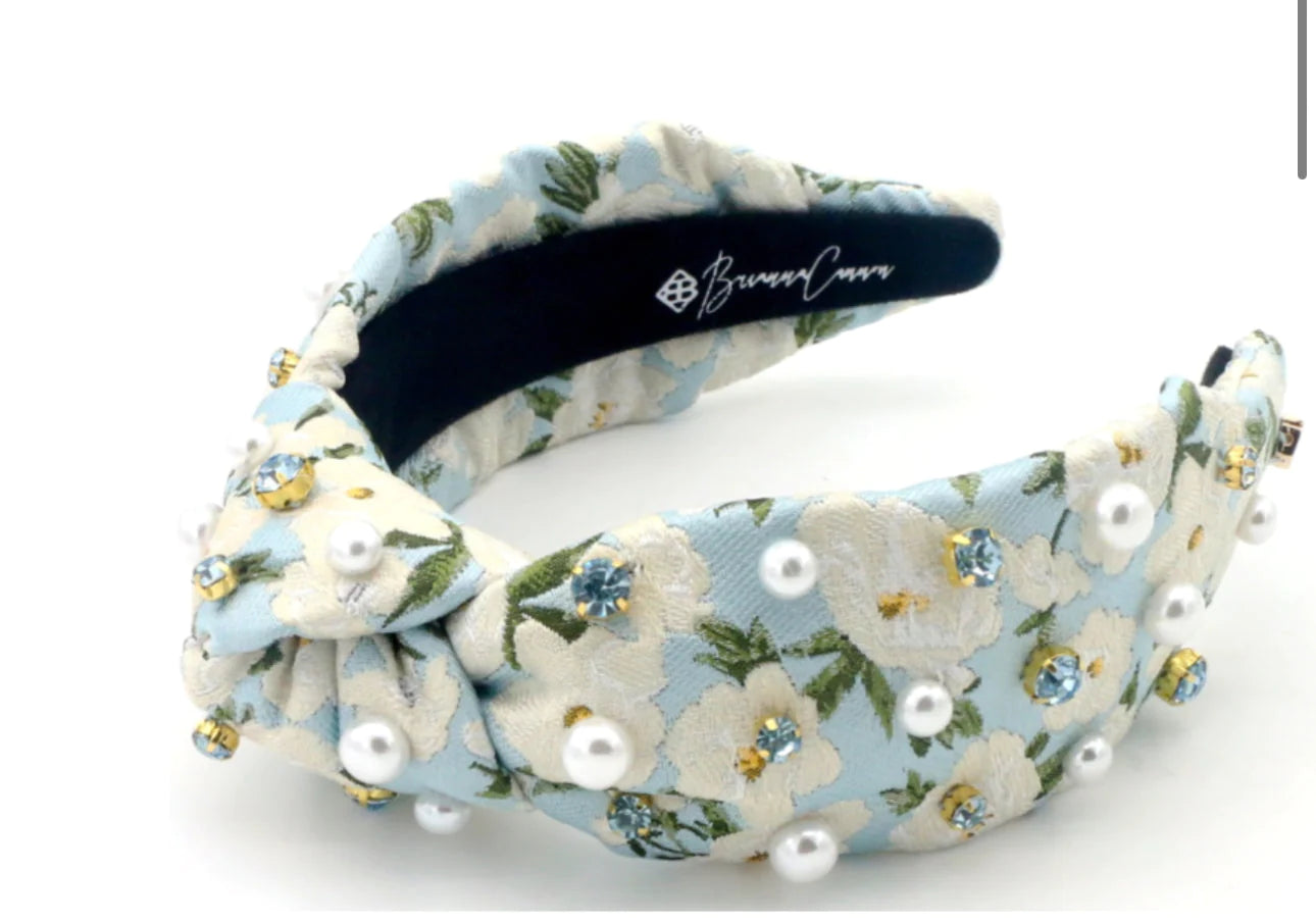 BRIANNA CANNON ADULT SIZE BLUE & WHITE FLORAL HEADBAND