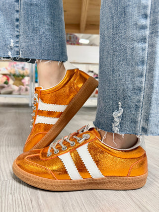 HEADS UP- ORANGE METALLIC SNEAKERS