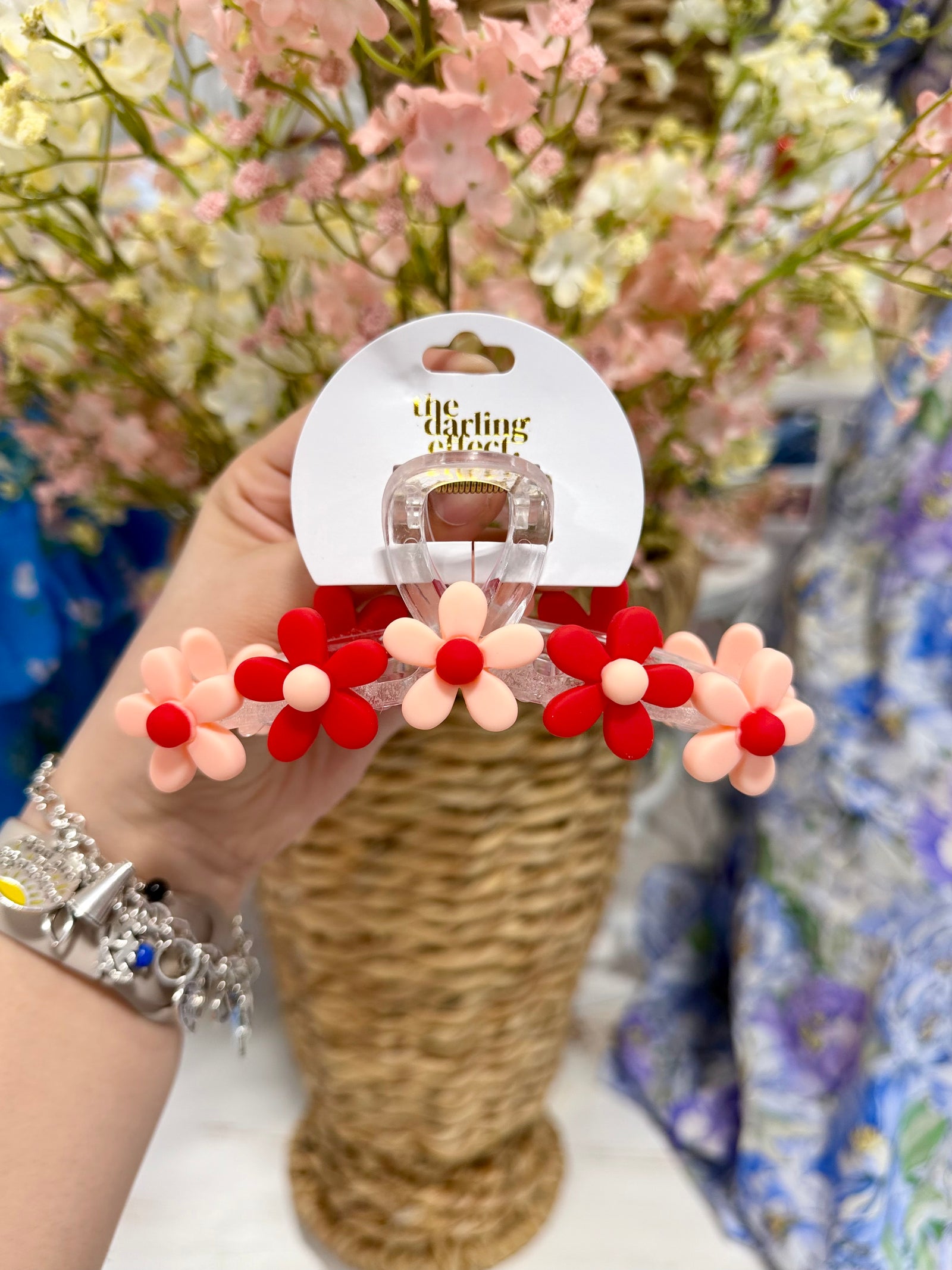 Daisy Claw Clip - Red
