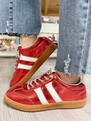 HEADS UP- RED METALLIC SNEAKERS