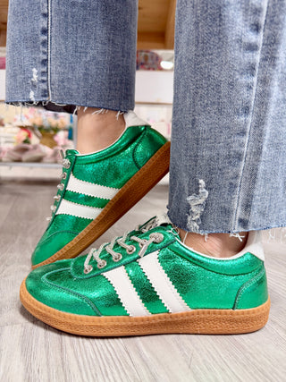HEADS UP- GREEN METALLIC SNEAKERS