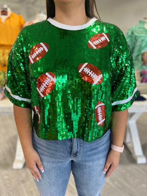 Sequin Football Crop Top