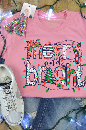 MERRY & BRIGHT PATTERENED TEE