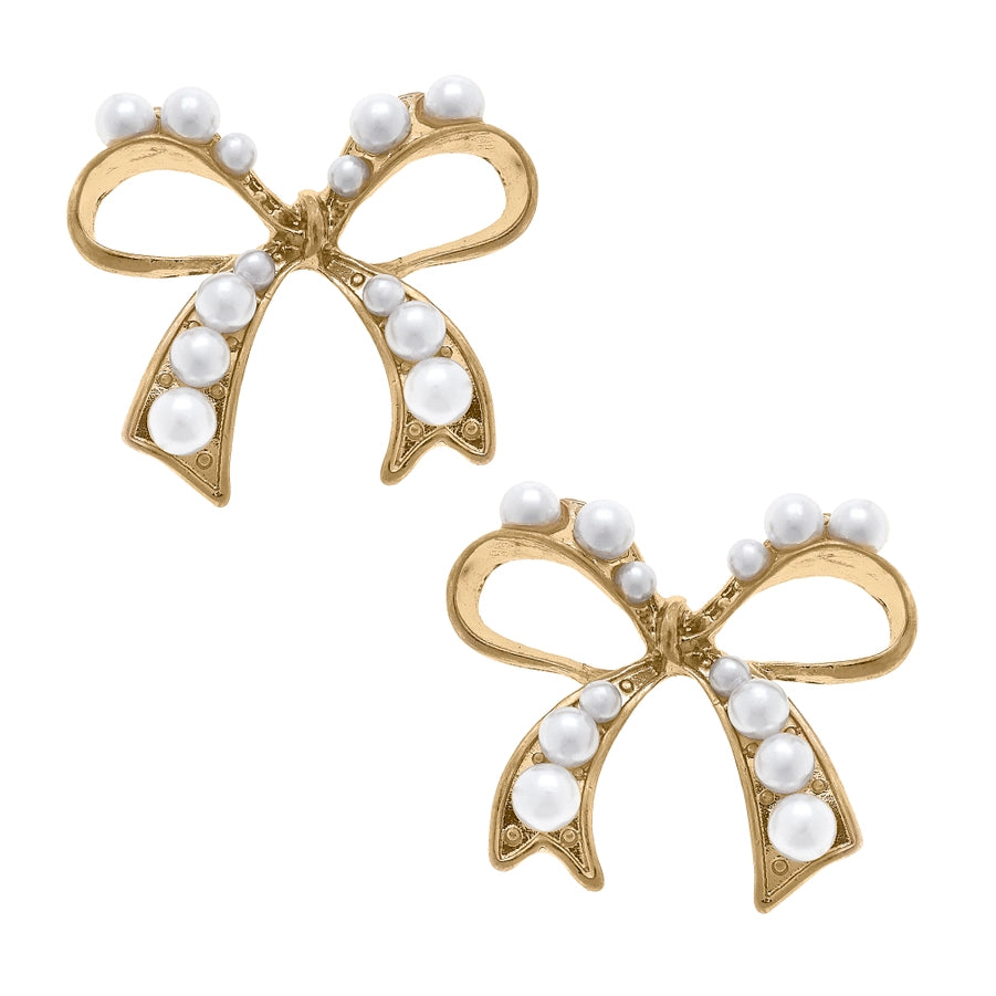 HARPER PEARL BOW STUD EARRINGS