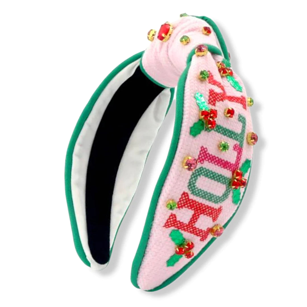 HOLLY JOLLY CROSS STITCH ADULT SIZE HEADBAND