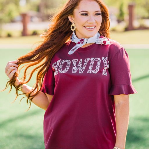 HOWDY MAROON TEE