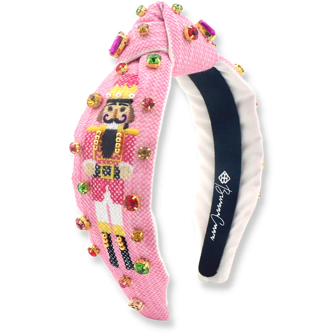 ADULT SIZE PINK CROSS-STITCH NUTCRACKER HEADBAND WITH CRYSTALS