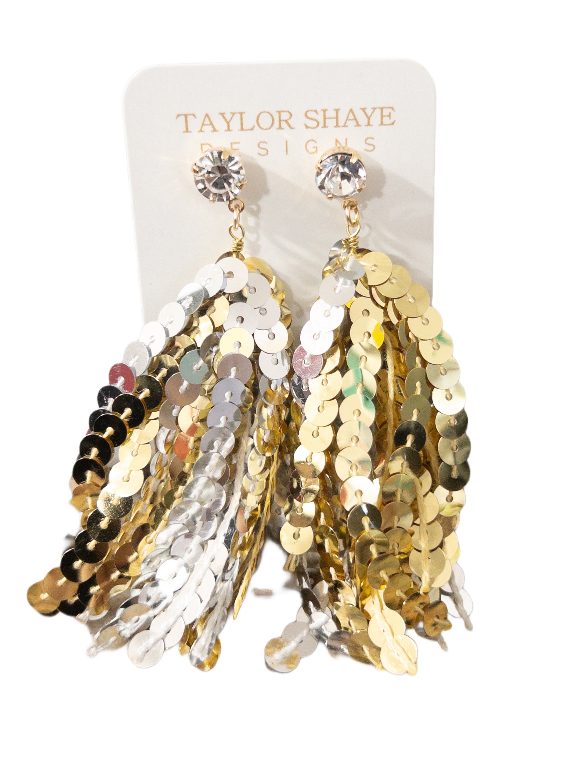 GOLD AND SILVER SEQUIN TASSEL EARRINGS