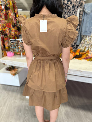 MARISOL BROWN TIERED DRESS