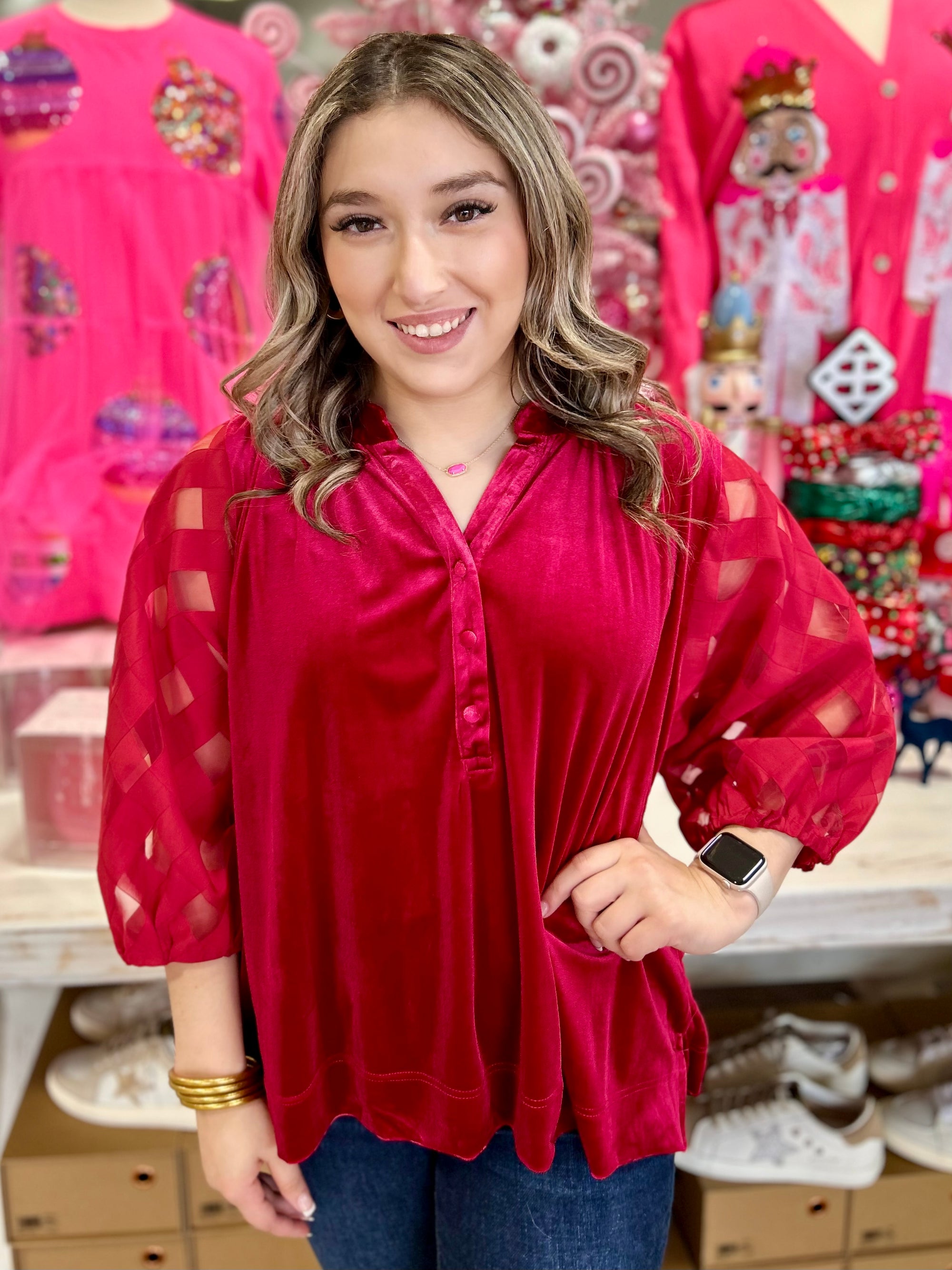 MISTLETOE VELVET TOP