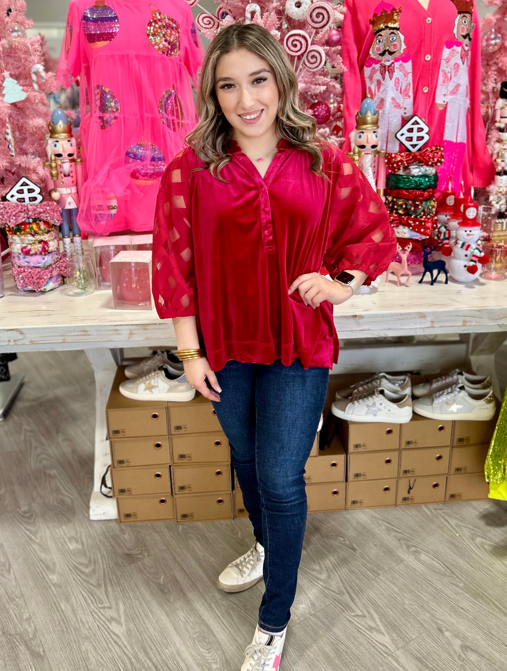 MISTLETOE VELVET TOP