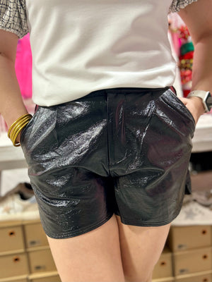 METALLIC BLACK SHORTS